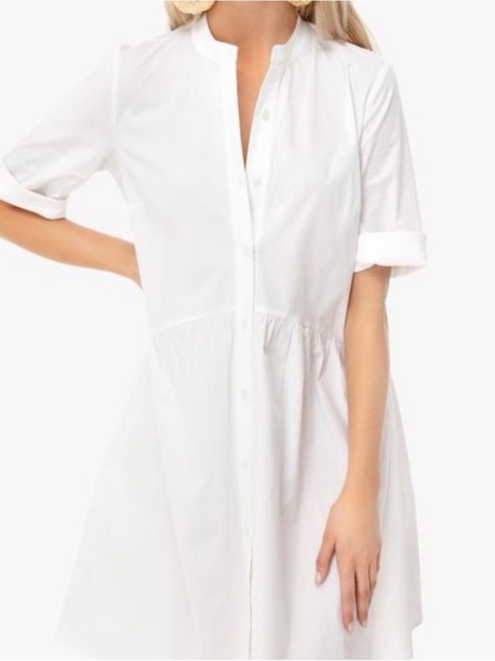 Like New! TUCKERNUCK Royal White Button Down Shirt Dress Cotton-Blend - Sz S